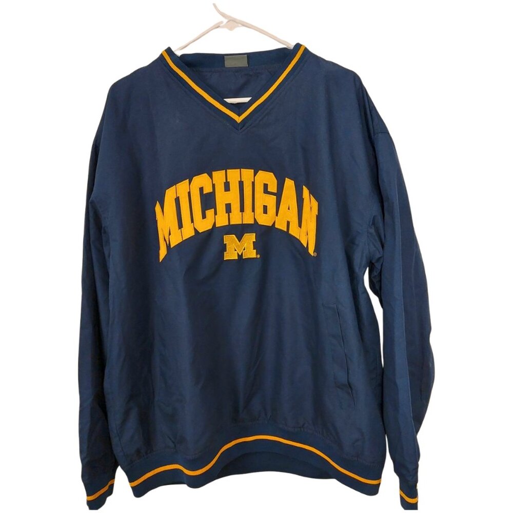 Vintage Pro-Edge Michigan Wolverines Pullover Windbreaker Jacket Size Large UofM